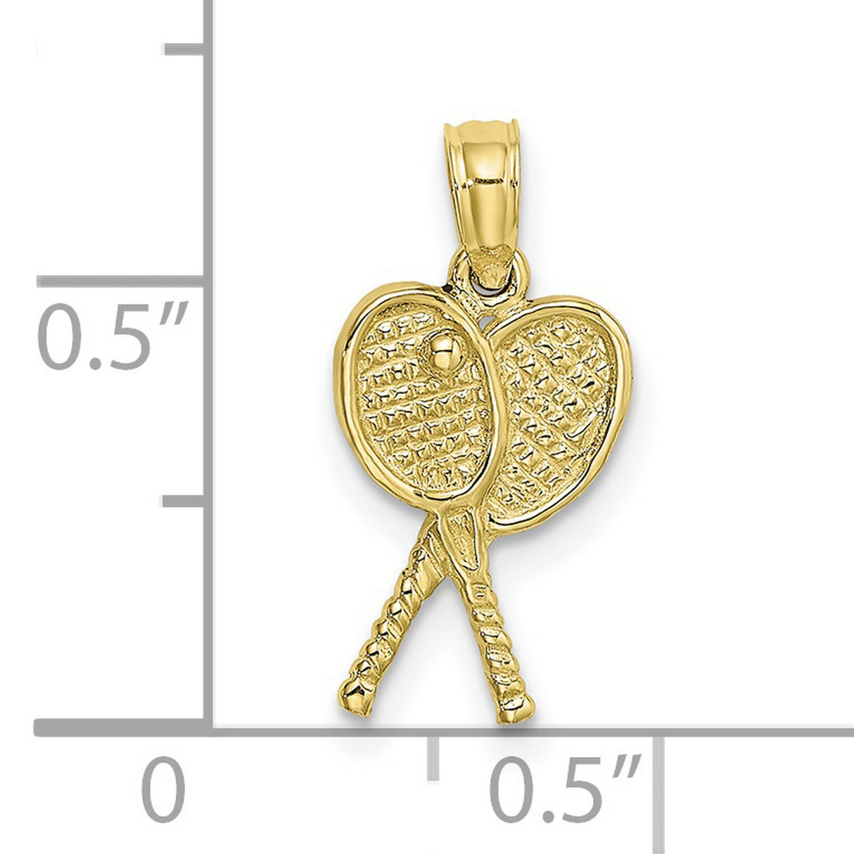 10k Yellow Gold Tennis Pendant with Crossed Rackets and Ball, Sporty Charm for Women or Unisex