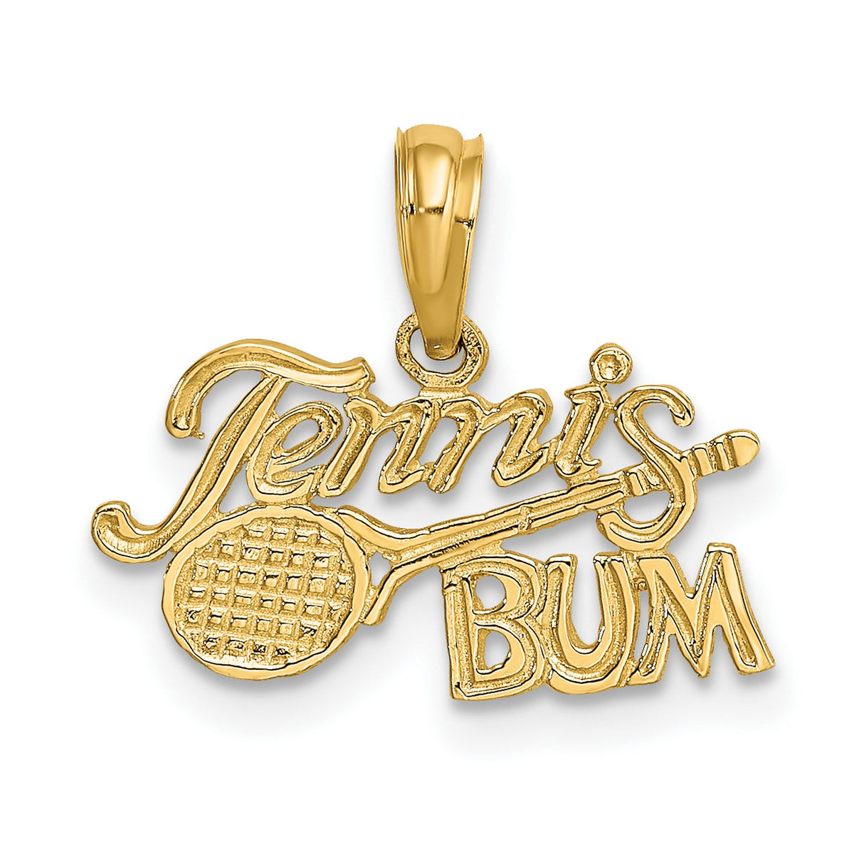 10k Yellow Gold Tennis Bum Pendant with Racket Design, Unisex Sports Charm