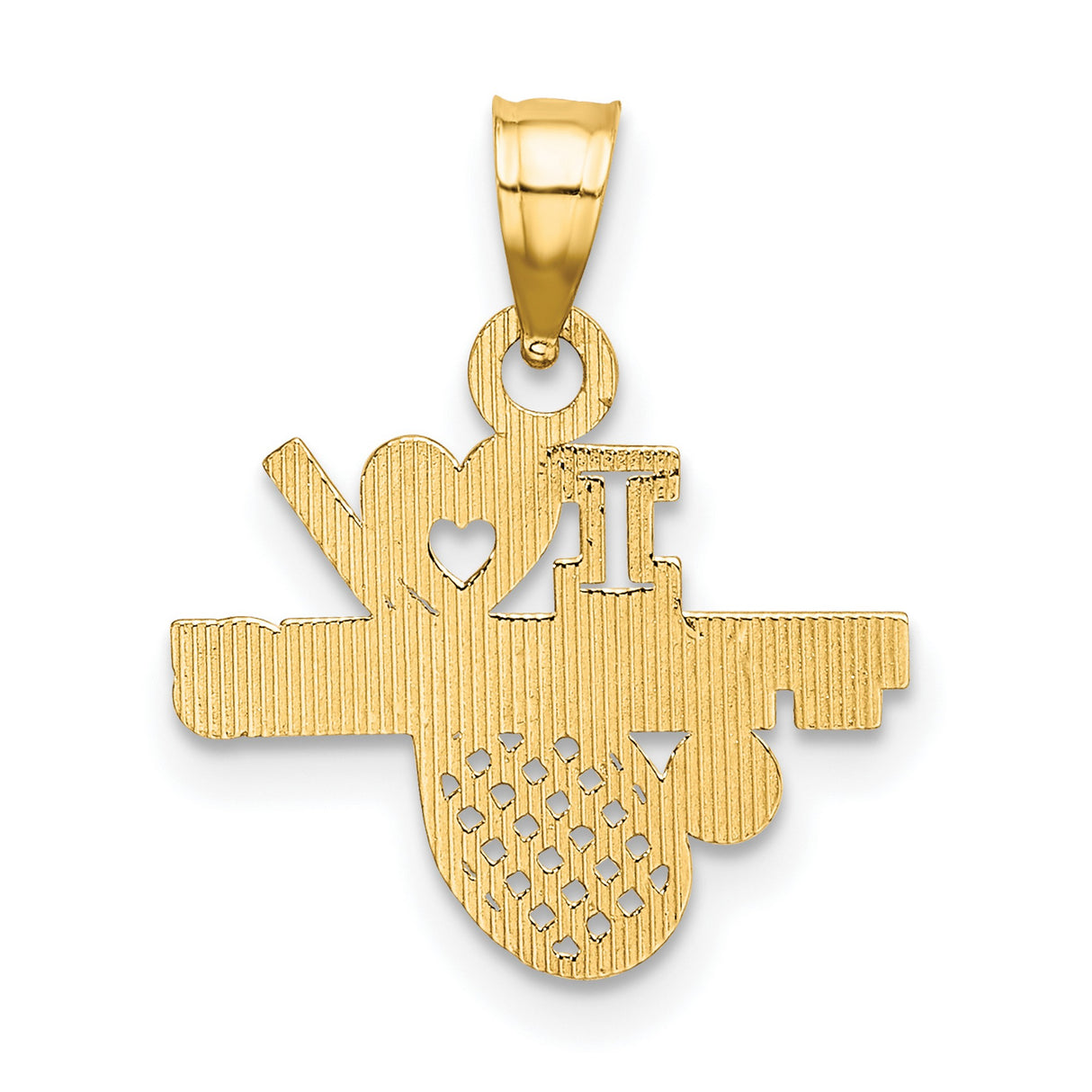 10k Yellow Gold Tennis Pendant with Heart, Racket, and Ball Design