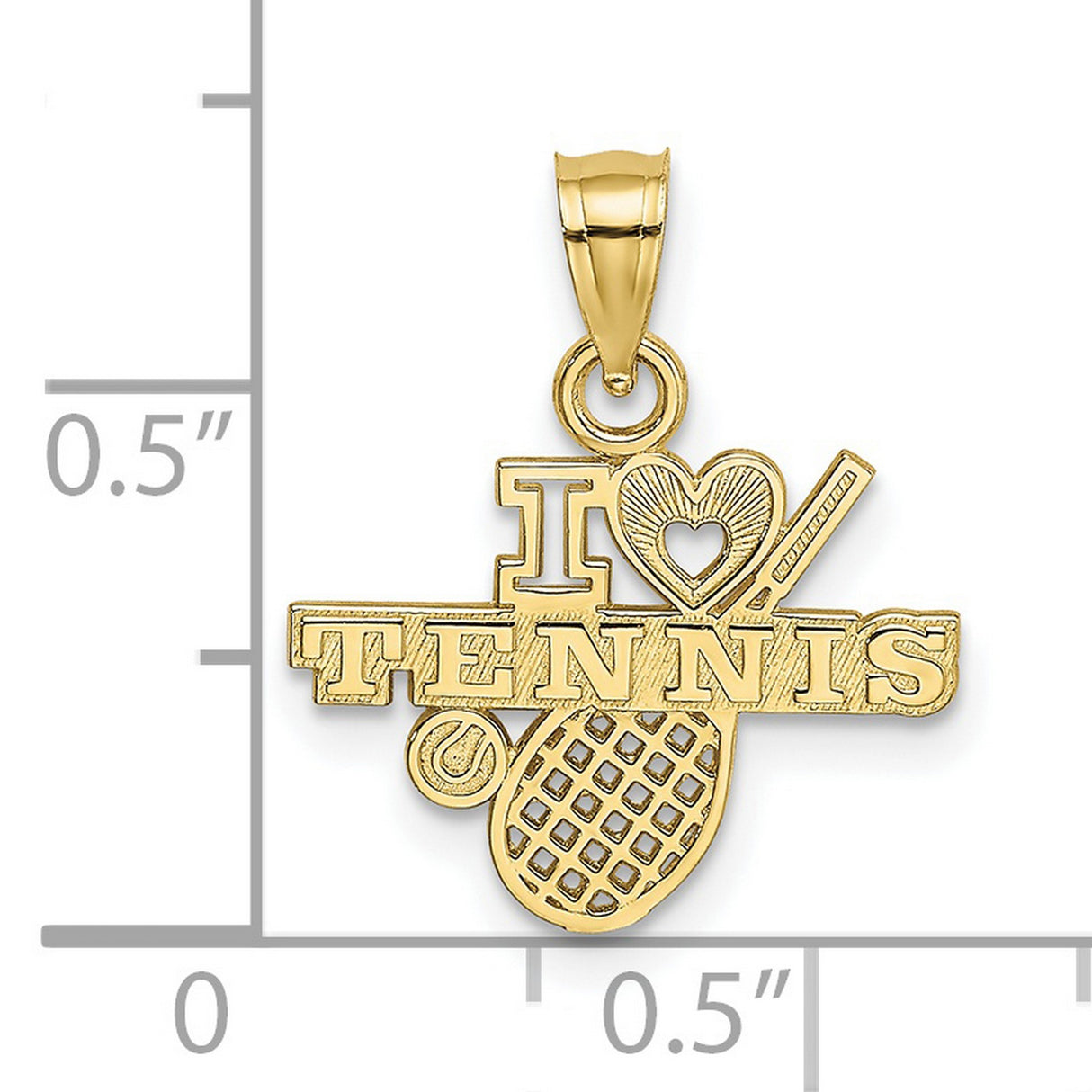 10k Yellow Gold Tennis Pendant with Heart, Racket, and Ball Design