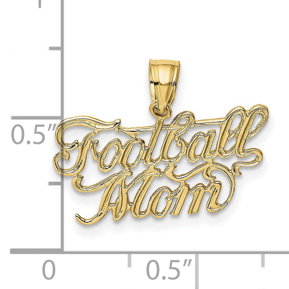 10k Yellow Gold Football Mom Pendant Charm, Sports Theme Jewelry for Women