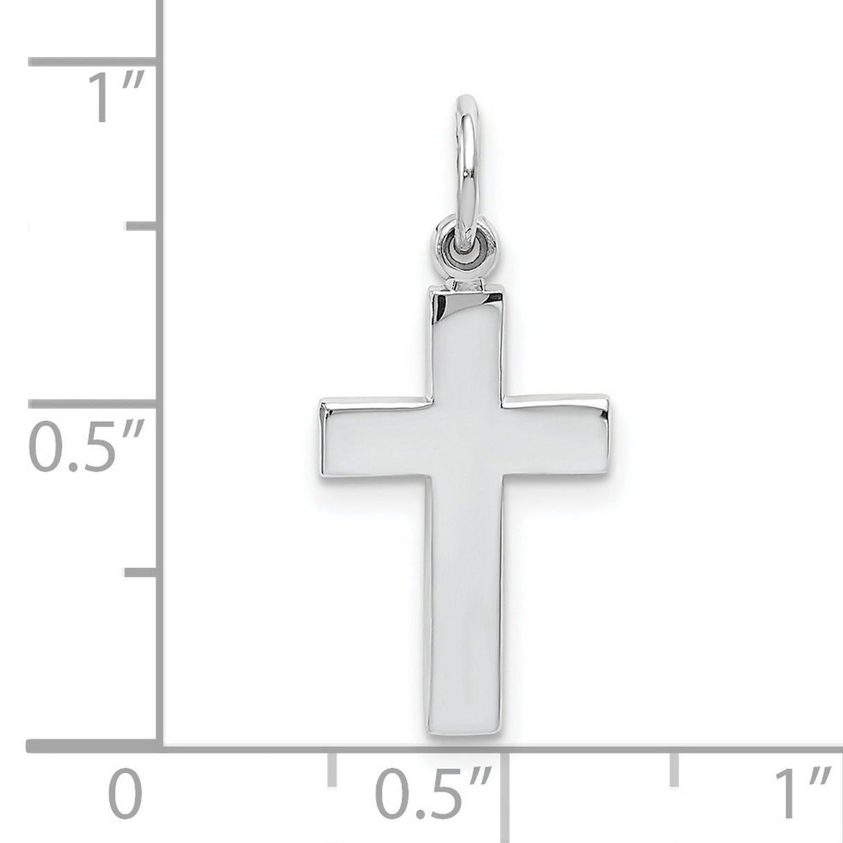 10k White Gold Cross Pendant with Polished Finish and Beveled Edges for Men and Women