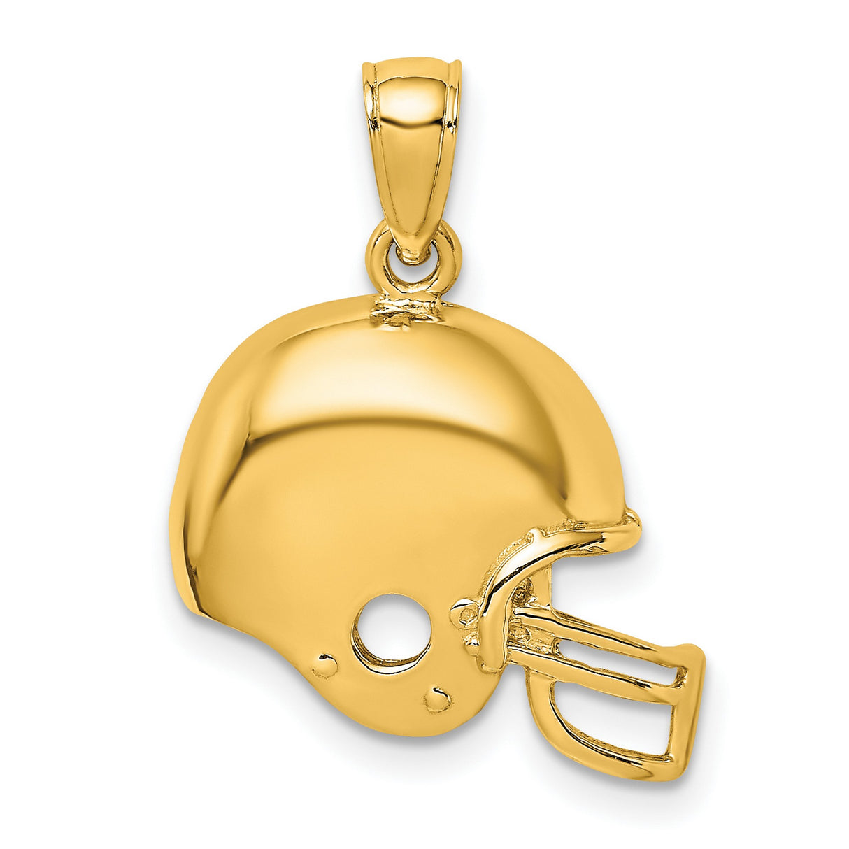 10k Yellow Gold Football Helmet Pendant, Sports Charm for Men or Unisex Fans