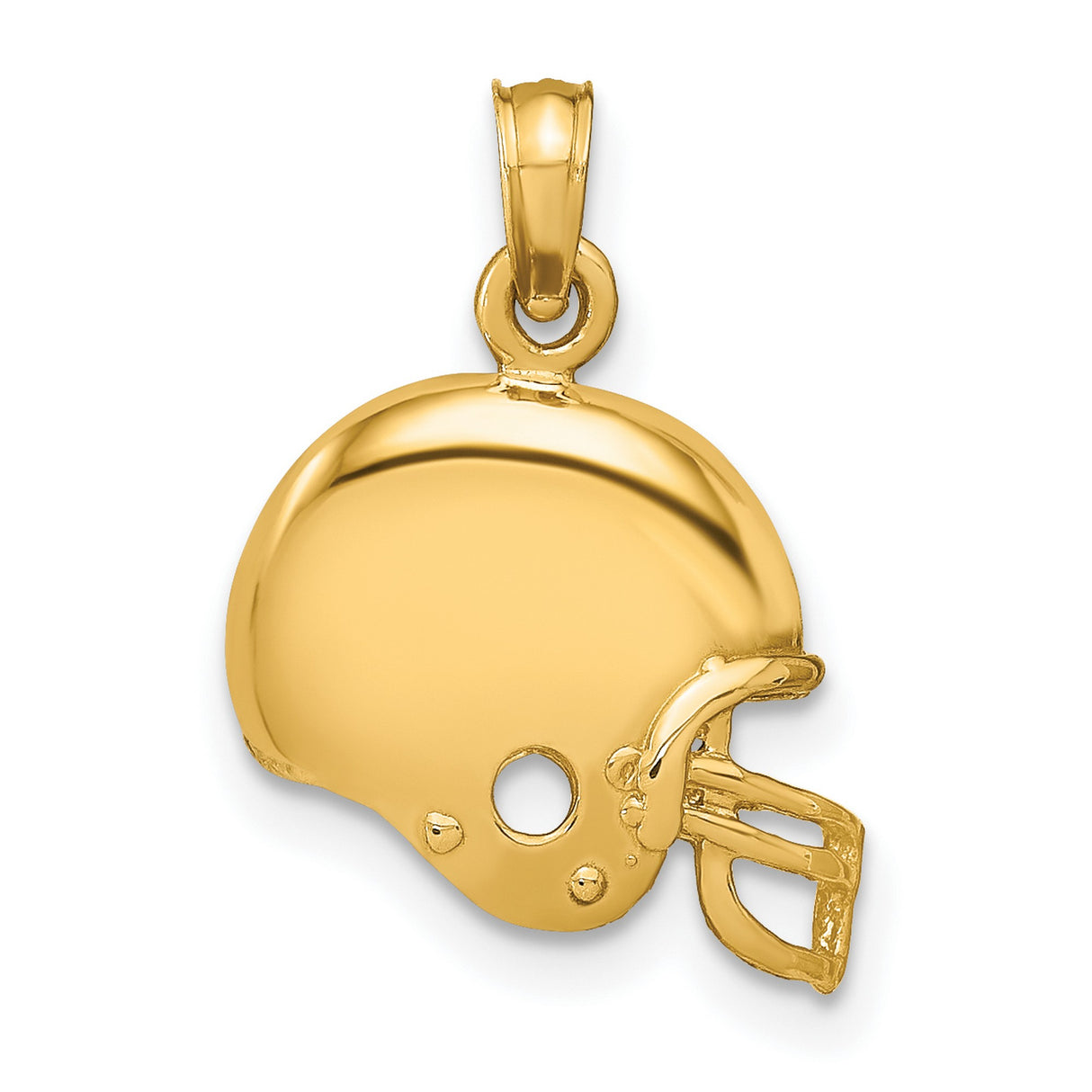 10k Yellow Gold Football Helmet Pendant, Sports Theme Jewelry for Men or Unisex Fans
