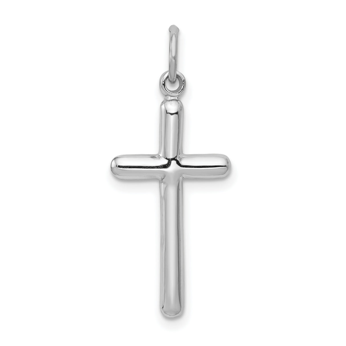 10k White Gold Cross Pendant, Streamlined Modern Faith Symbol for Men and Women