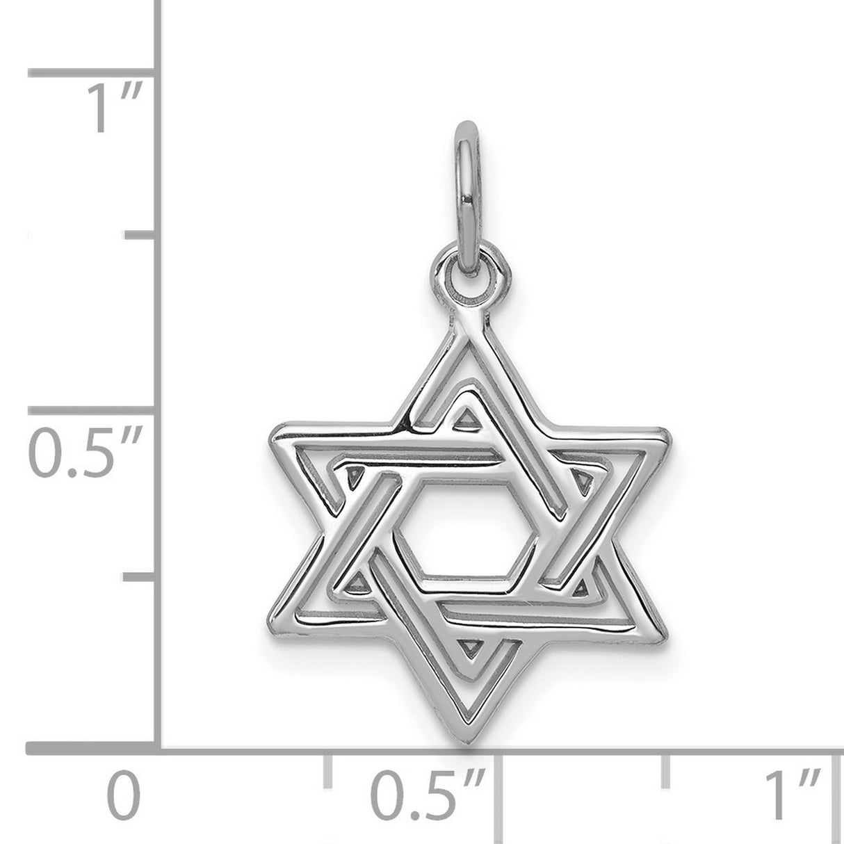 10k White Gold Star of David Pendant, Openwork Jewish Symbol Unisex Charm