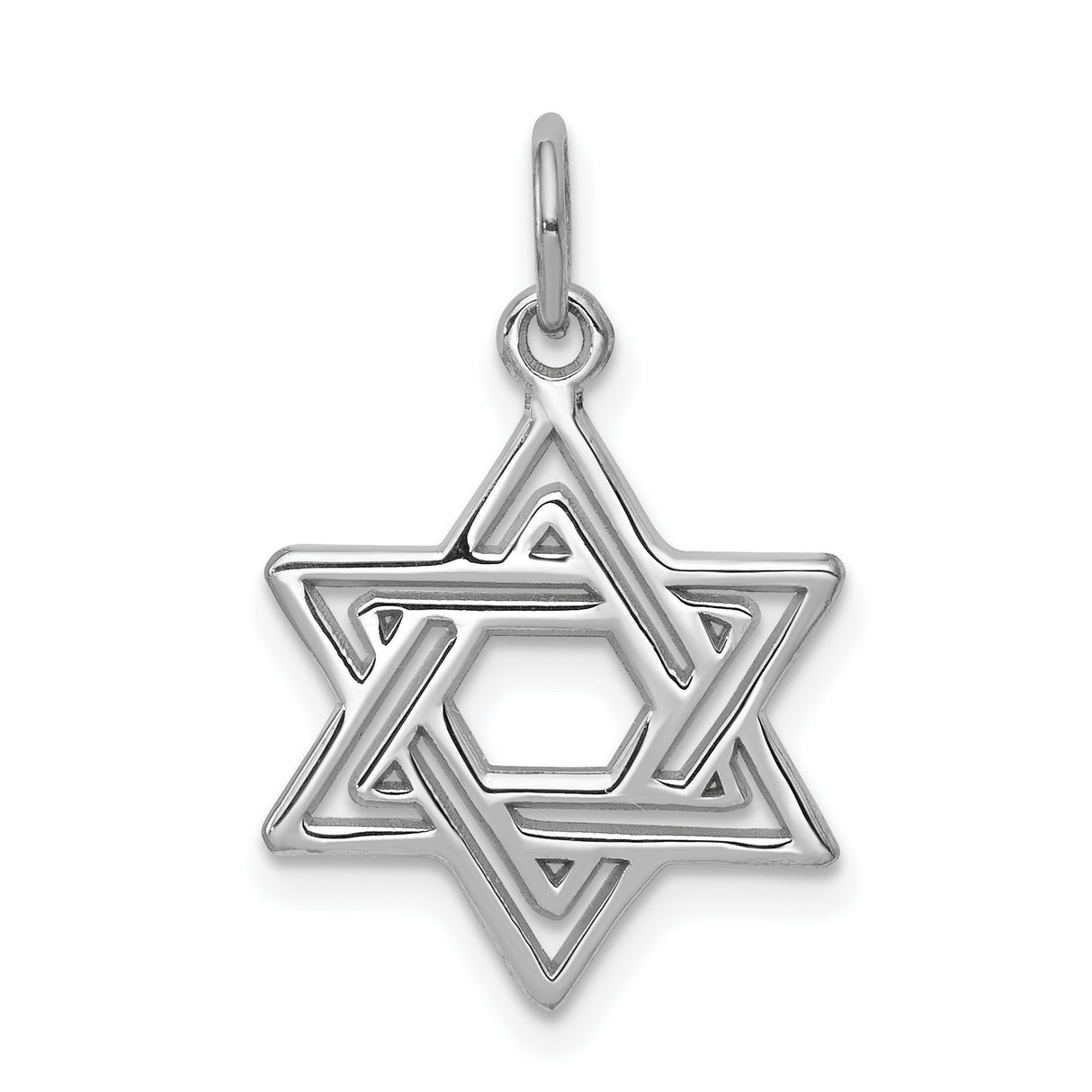 10k White Gold Star of David Pendant, Openwork Jewish Symbol Unisex Charm