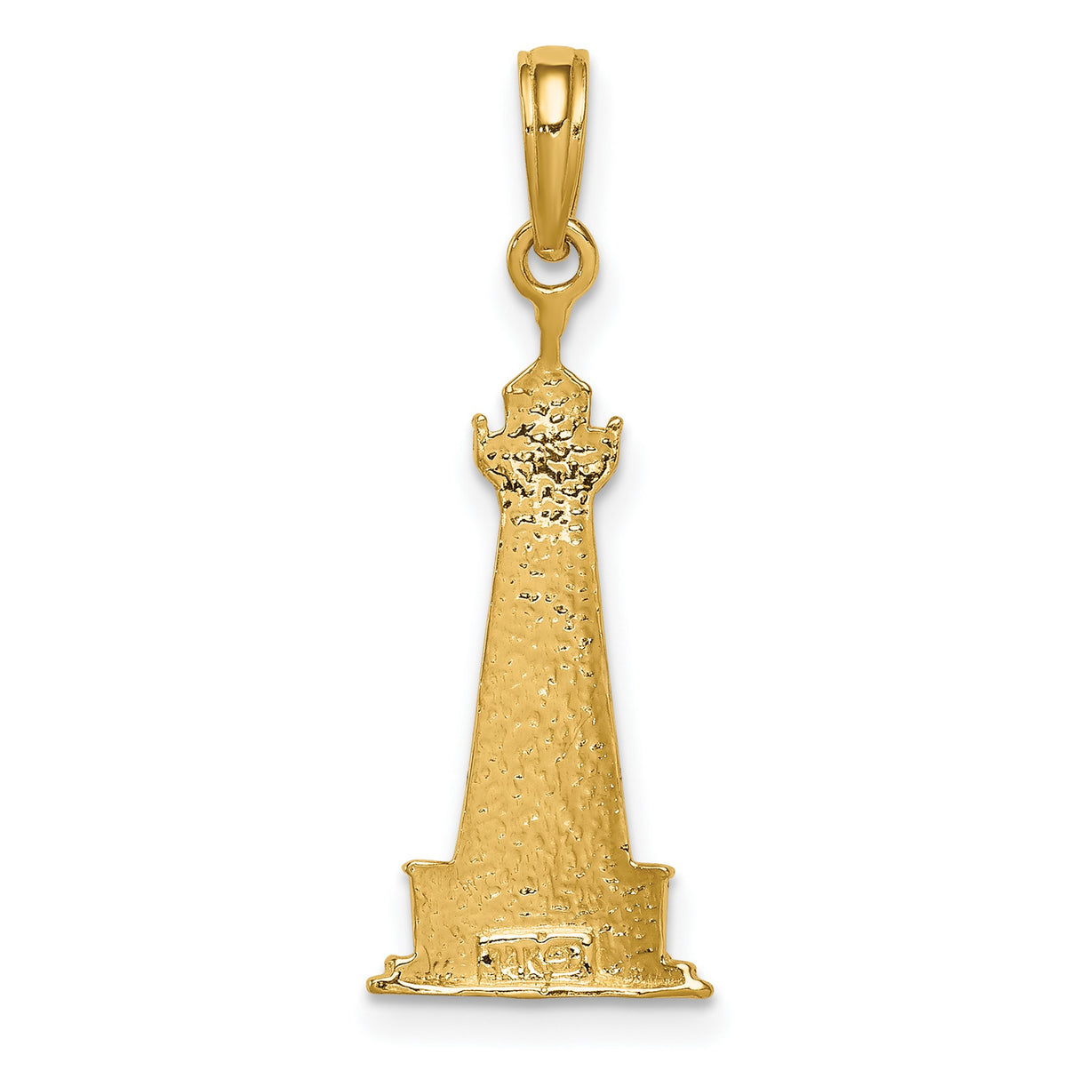 10k Multi-Tone Gold Lighthouse Pendant with Rhodium Detail, Nautical Spiral Design
