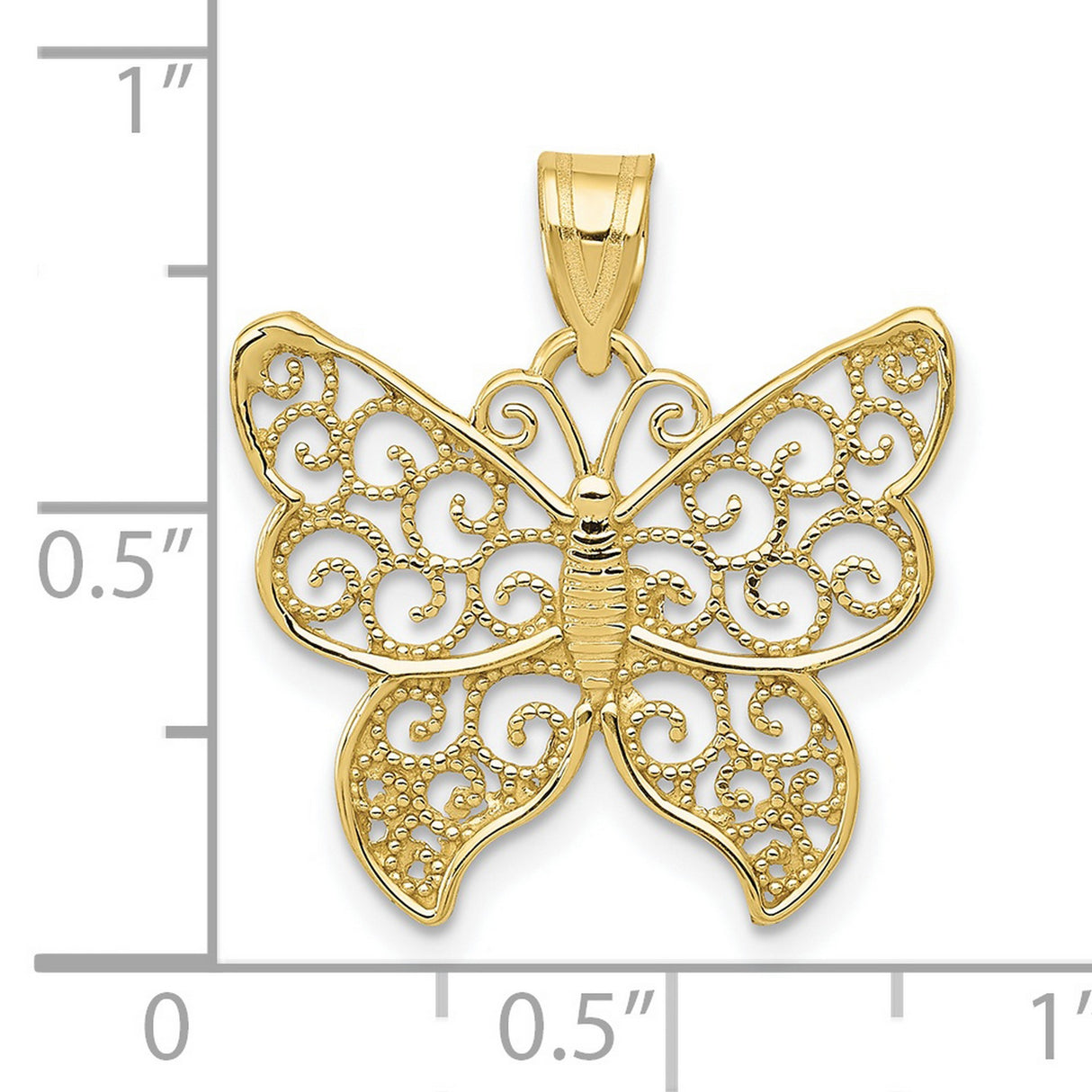 10k Yellow Gold Butterfly Pendant with Filigree Design, Nature Inspired Jewelry for Women