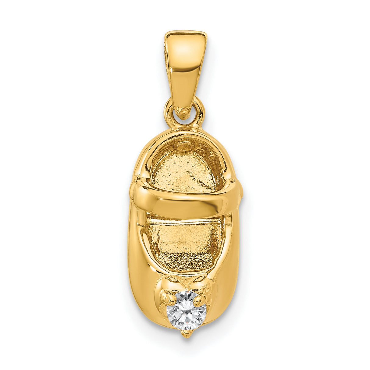 10k Yellow Gold Baby Shoe Pendant with Synthetic Birthstone, Motherhood Keepsake Charm