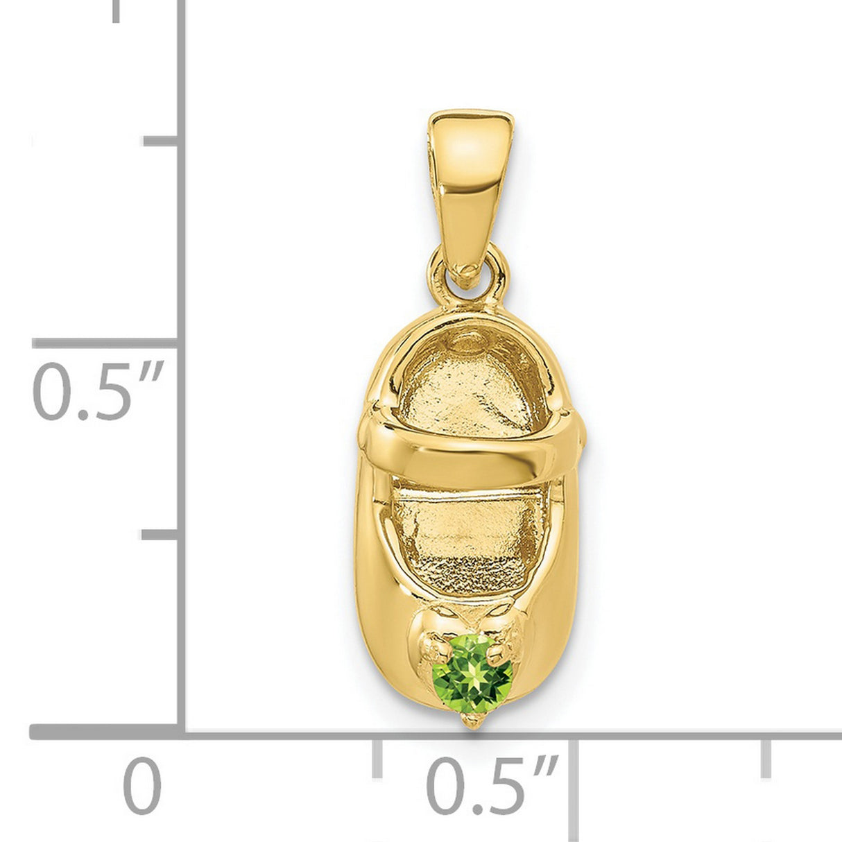 10k Yellow Gold Baby Shoe Pendant with Synthetic Birthstone, August Charm for Mom or Grandma