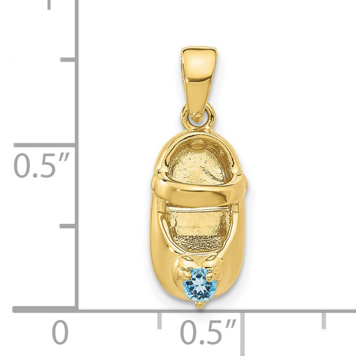 10k Yellow Gold Baby Shoe Pendant with Synthetic Blue Birthstone, Motherhood Keepsake Charm