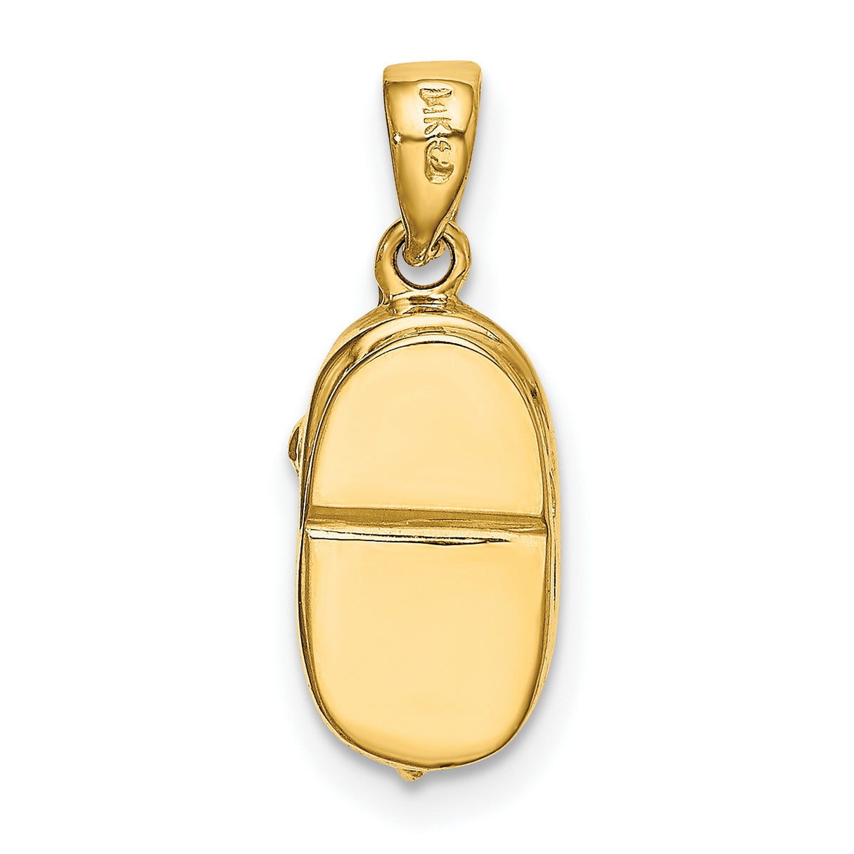 3-D March Synthetic Stone Engravable Baby Shoe Charm Pendant in Real 10k Yellow Gold