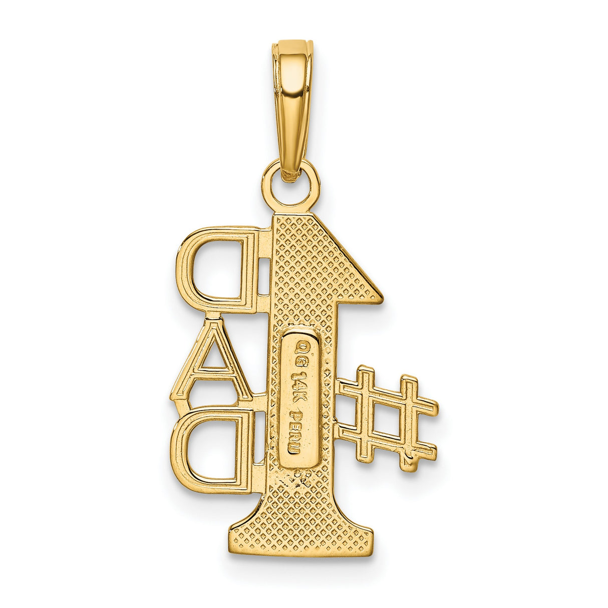 10k Yellow Gold Number One Dad Pendant Charm with Scroll Detailing