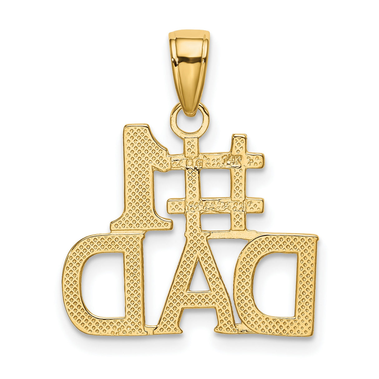 10k Yellow Gold Number One Dad Pendant, Bold Lettering, High Polish Finish, Sentimental for Men