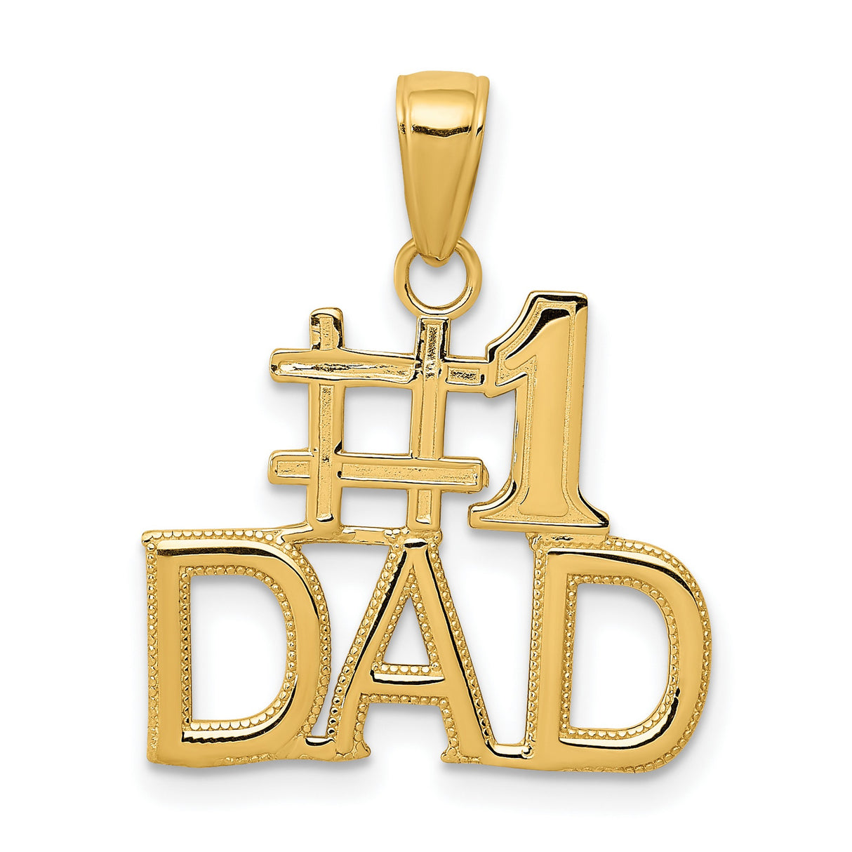 10k Yellow Gold Number One Dad Pendant, Bold Lettering, High Polish Finish, Sentimental for Men