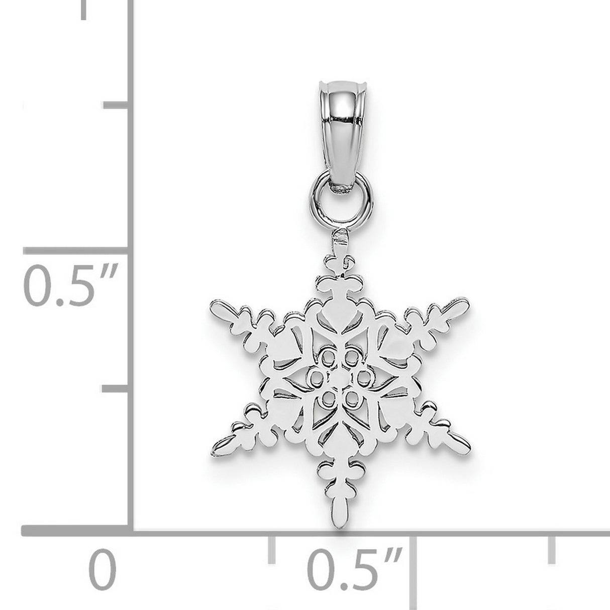 10k White Gold Snowflake Pendant with Cutout Design, Winter Theme