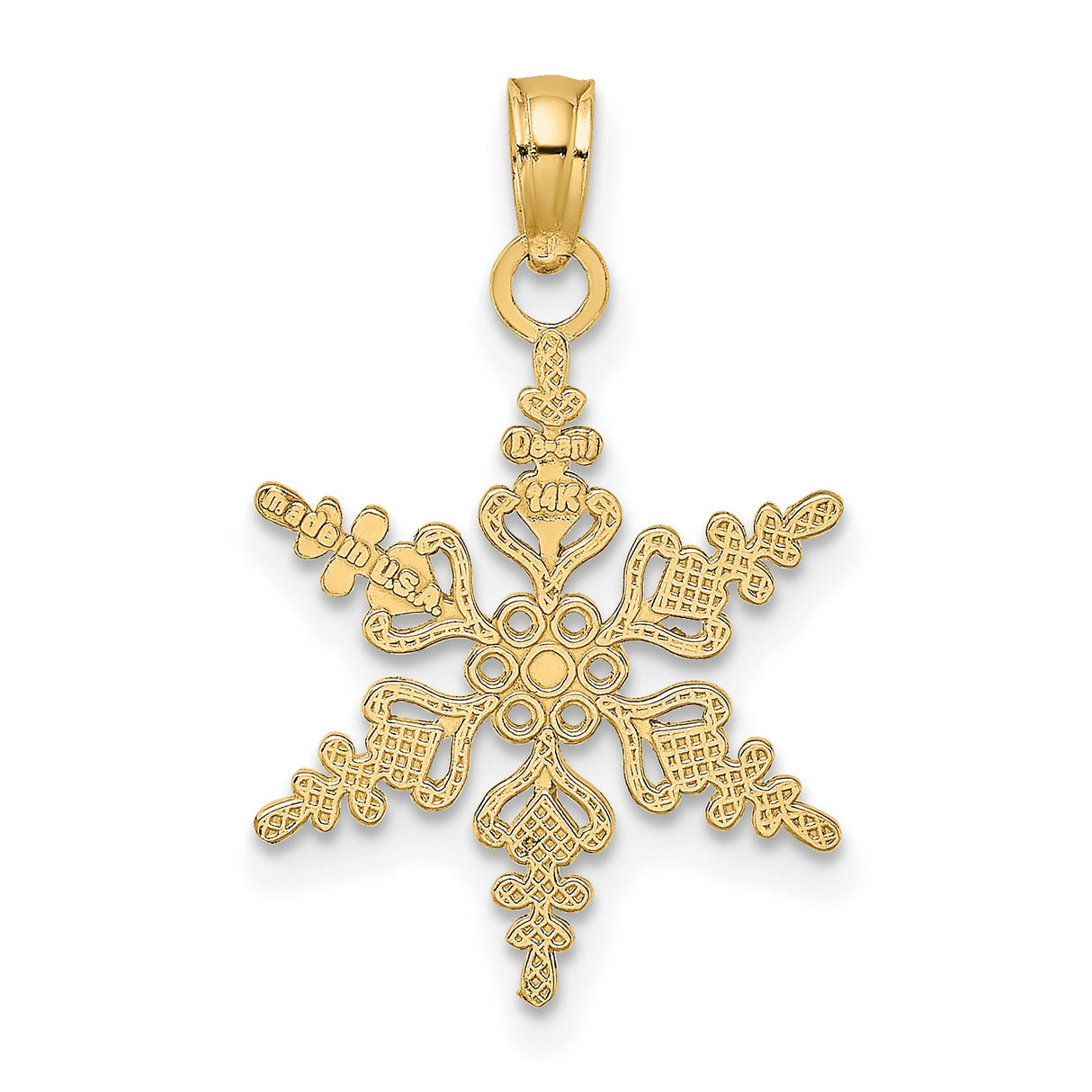 10k Yellow Gold Snowflake Pendant with Cutout Design, Winter Theme Charm for Women