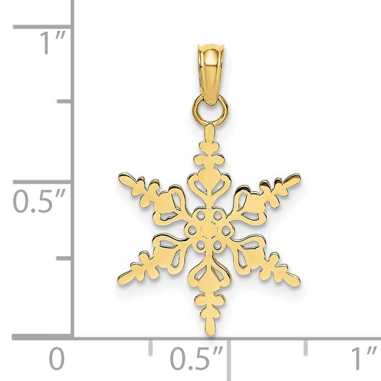 10k Yellow Gold Snowflake Pendant with Cutout Design, Winter Theme Charm for Women