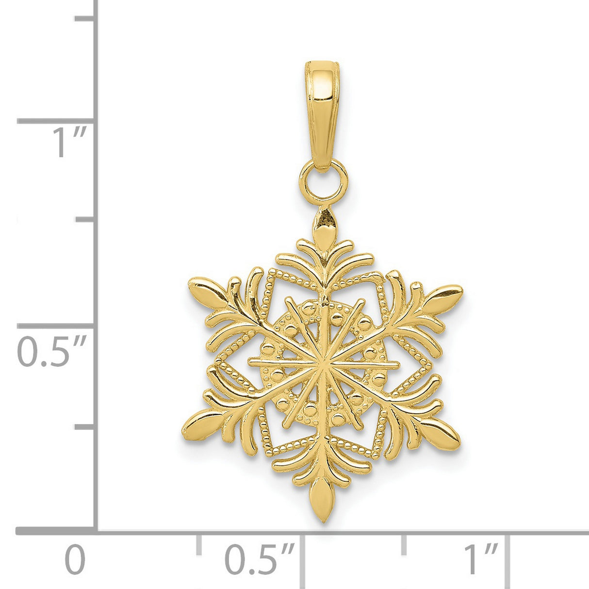 10k Yellow Gold Snowflake Pendant with Intricate Winter Motif, Nature-Inspired Design