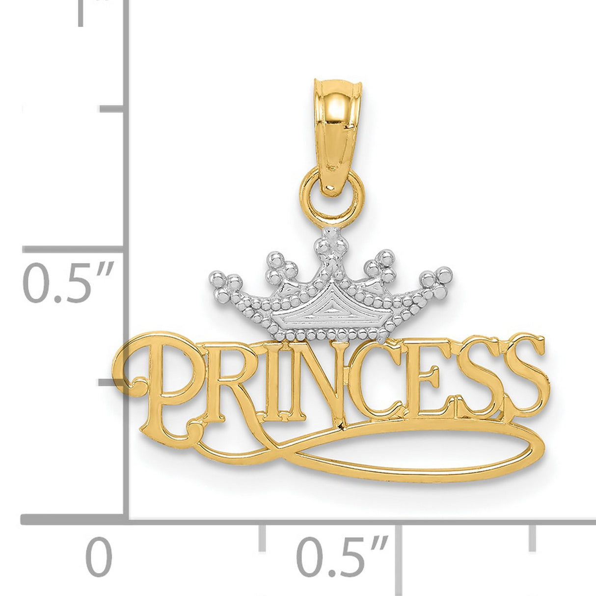 10k Multi-Tone Gold Princess Crown Pendant, Royalty-Inspired Charm for Women and Teens