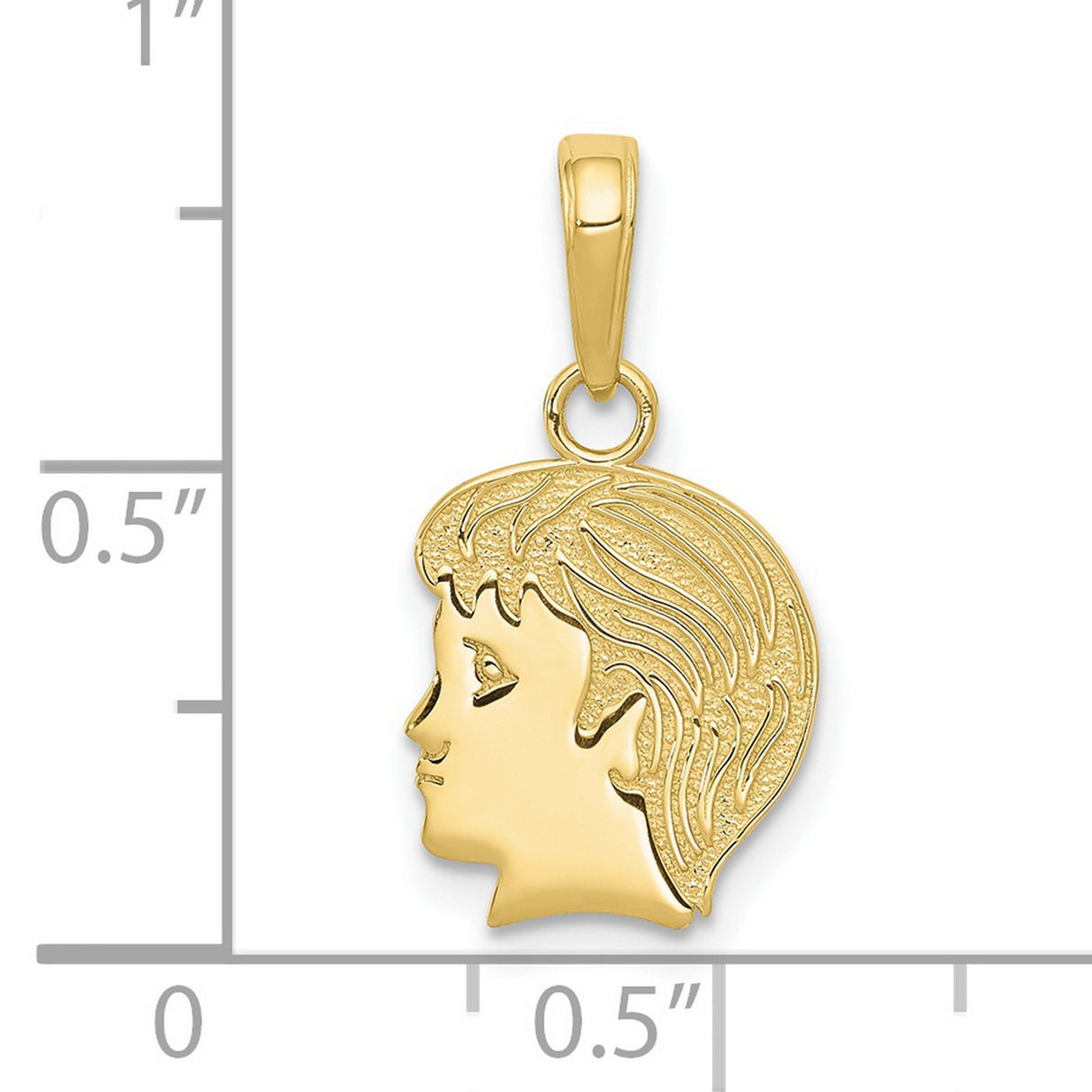 10k Yellow Gold Pendant, Boy Profile Silhouette Charm, Minimalist Family Keepsake Jewelry