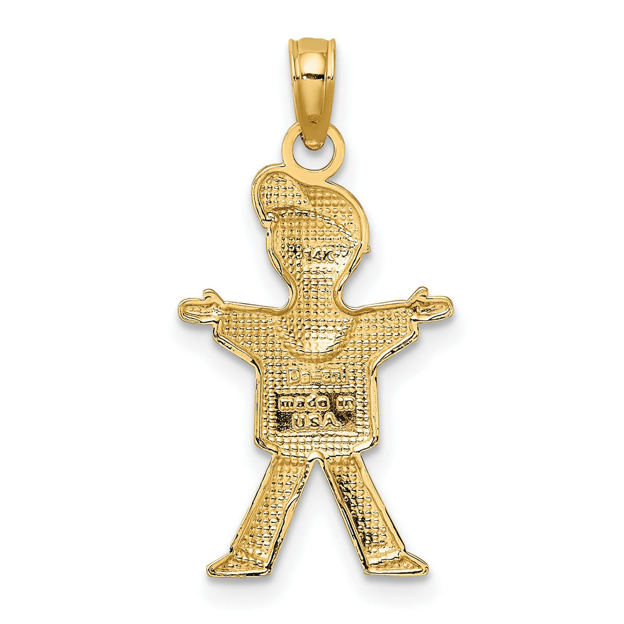 10k Yellow Gold Boy Pendant with T-Shirt and Cap, Stylized Family Charm