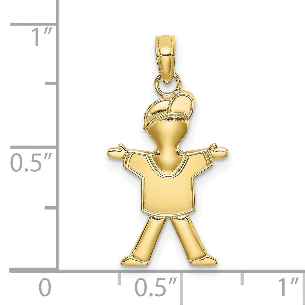 10k Yellow Gold Boy Pendant with T-Shirt and Cap, Stylized Family Charm