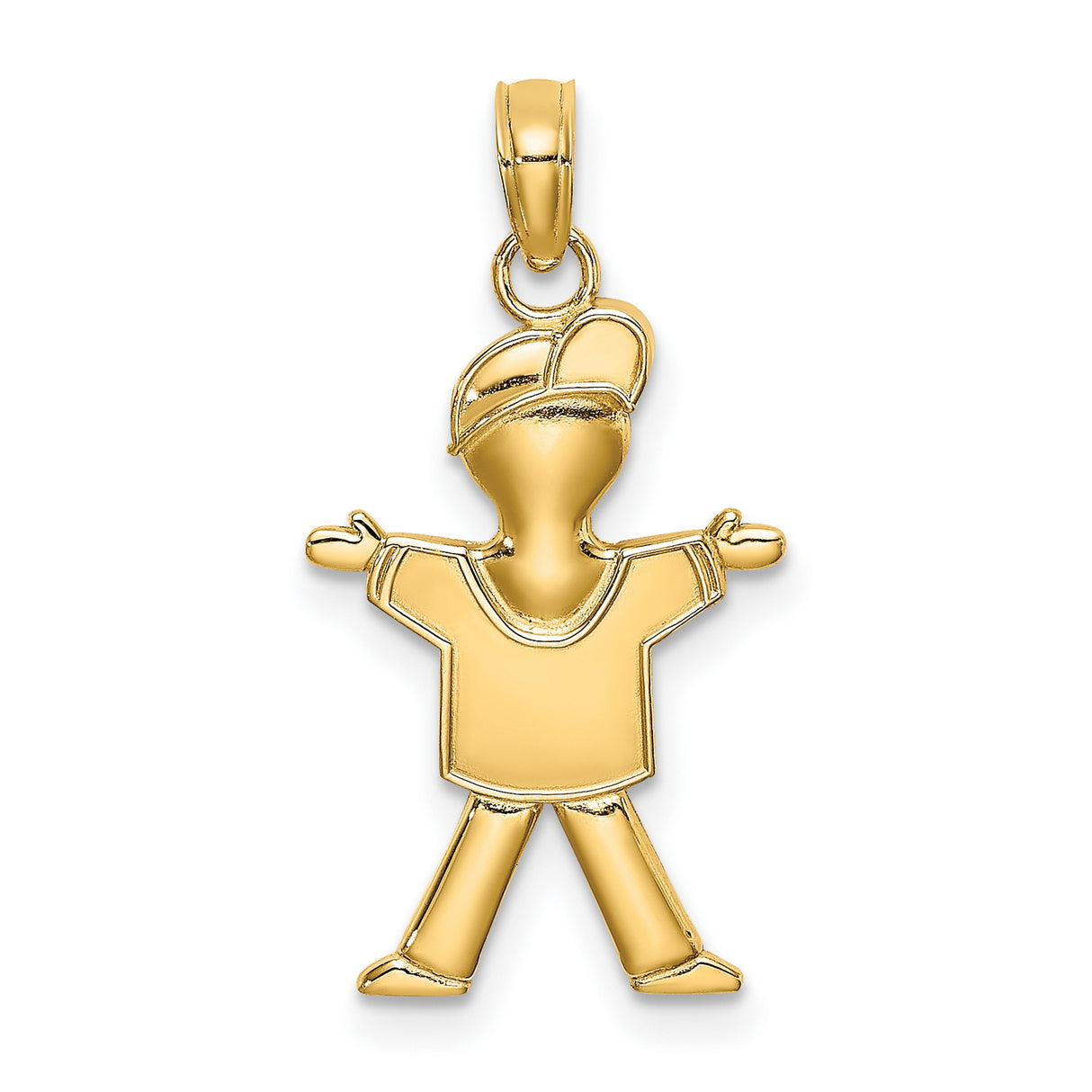 10k Yellow Gold Boy Pendant with T-Shirt and Cap, Stylized Family Charm