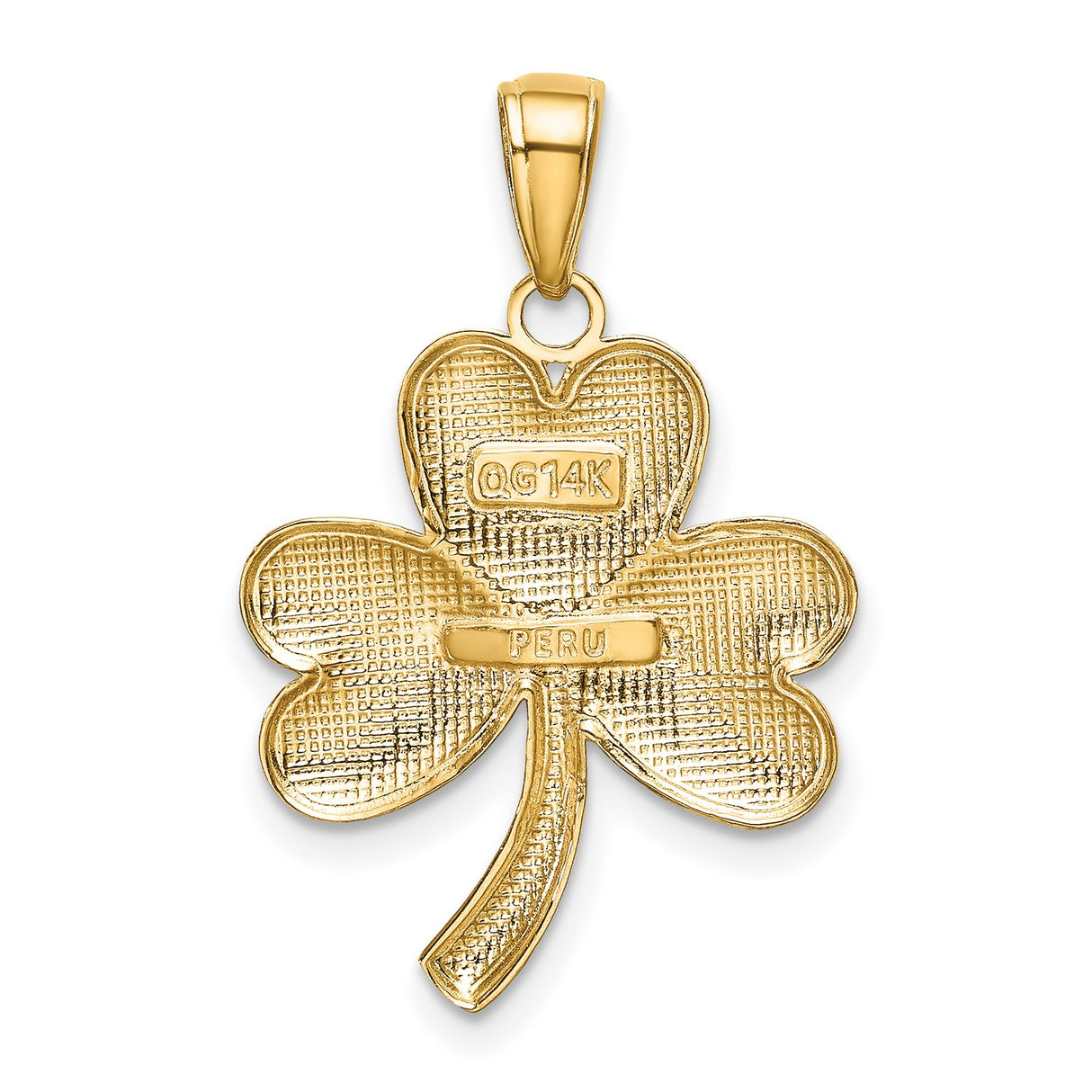 10k Yellow Gold Shamrock Pendant, Polished Three-Leaf Clover Charm, Irish Celtic Symbol for Women