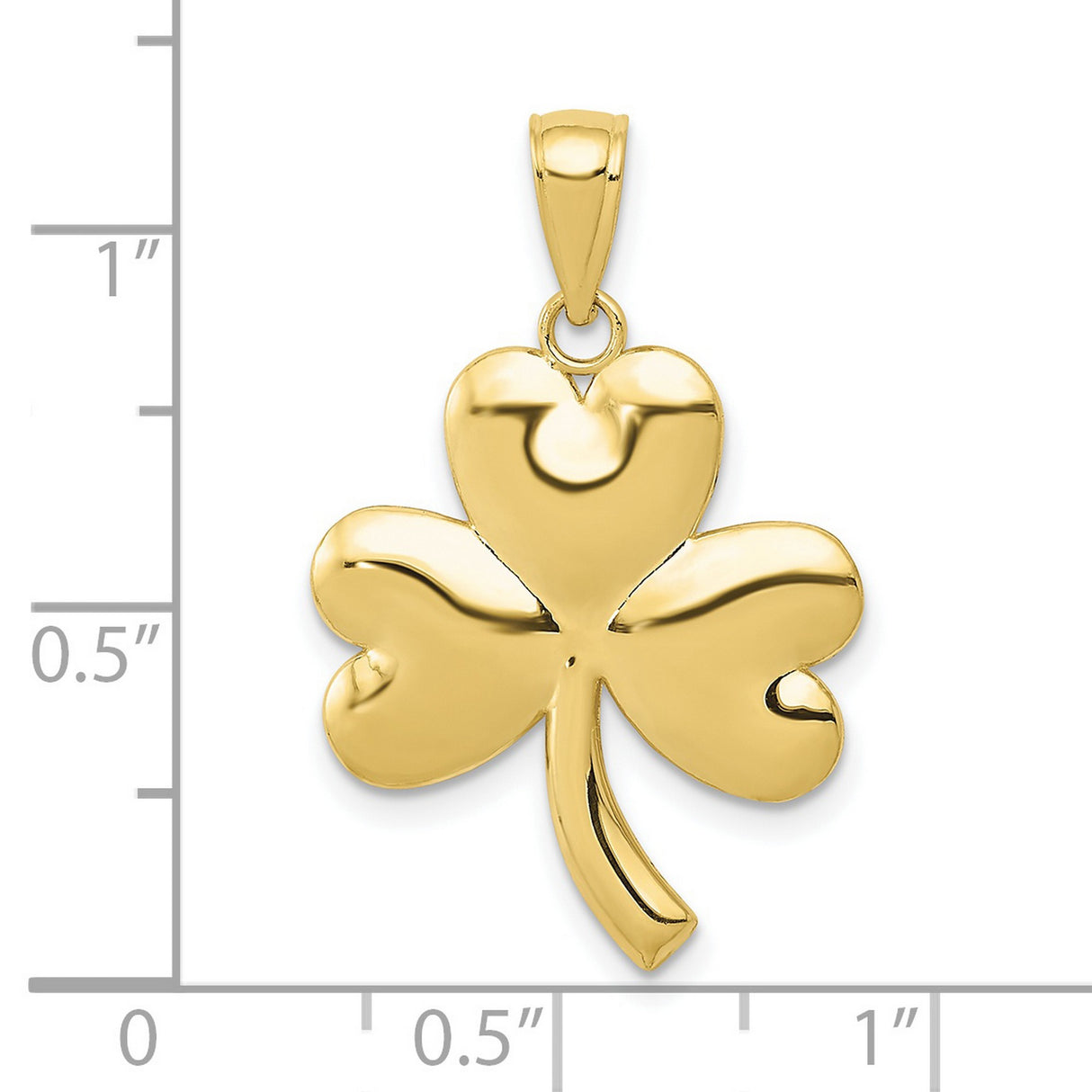 10k Yellow Gold Shamrock Pendant, Polished Three-Leaf Clover Charm, Irish Celtic Symbol for Women