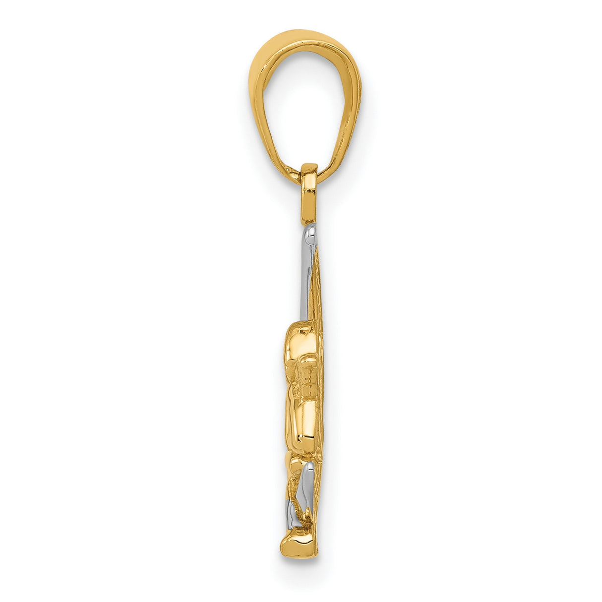 10k Multi-Tone Gold Moon and Angel Pendant with Sitting Cherub, Celestial Christian Jewelry