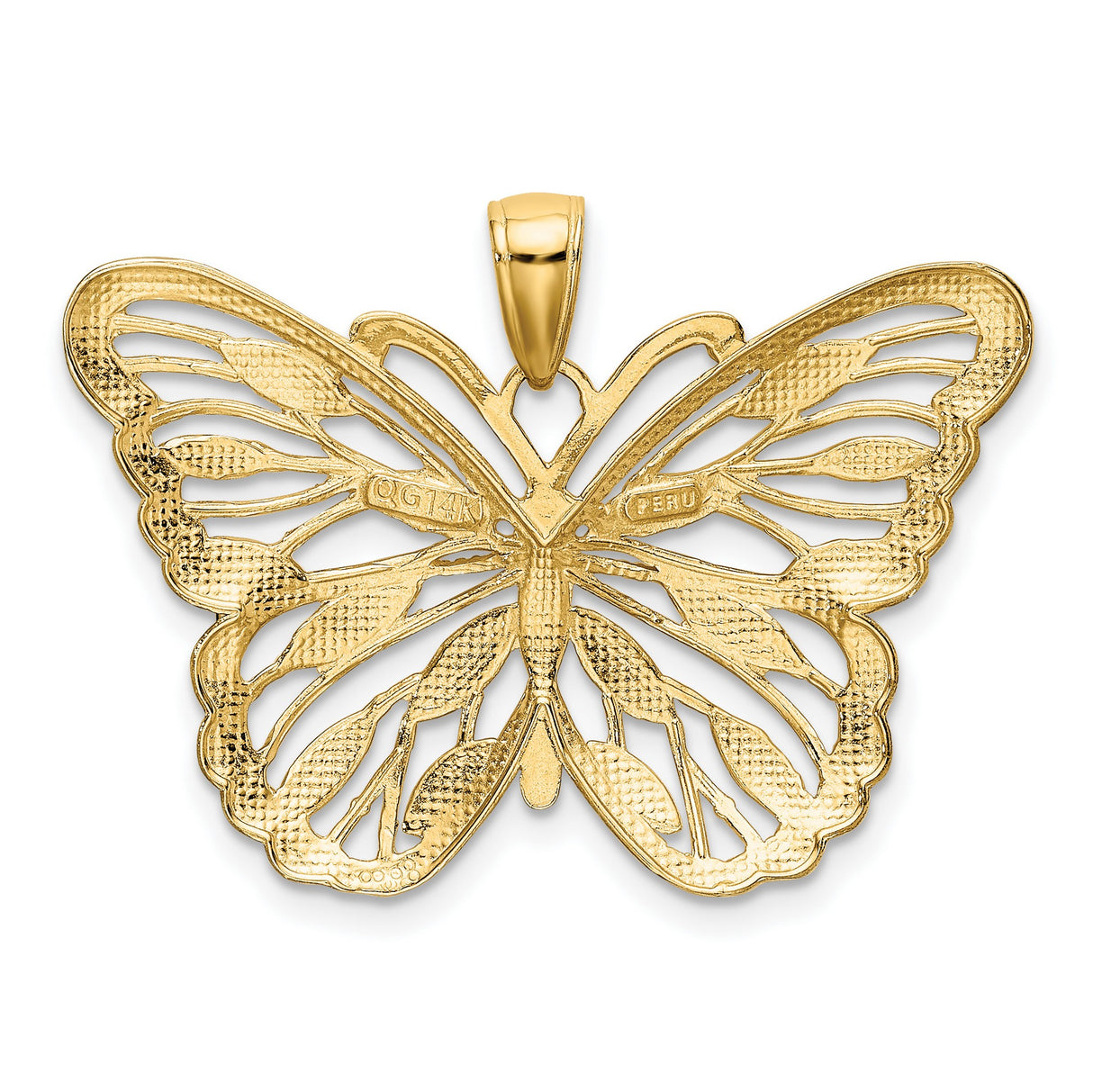 10k Multi-Tone Gold Butterfly Pendant with Rhodium Detailing, Nature-Inspired Design for Women