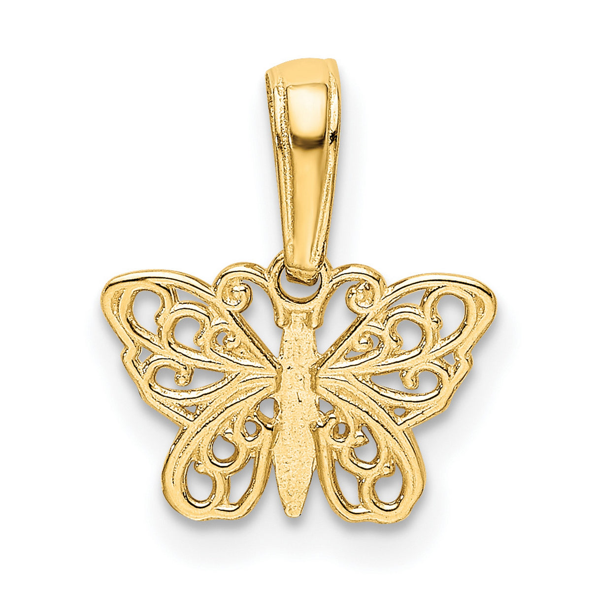 10k Yellow Gold Butterfly Pendant with Delicate Filigree Openwork Design