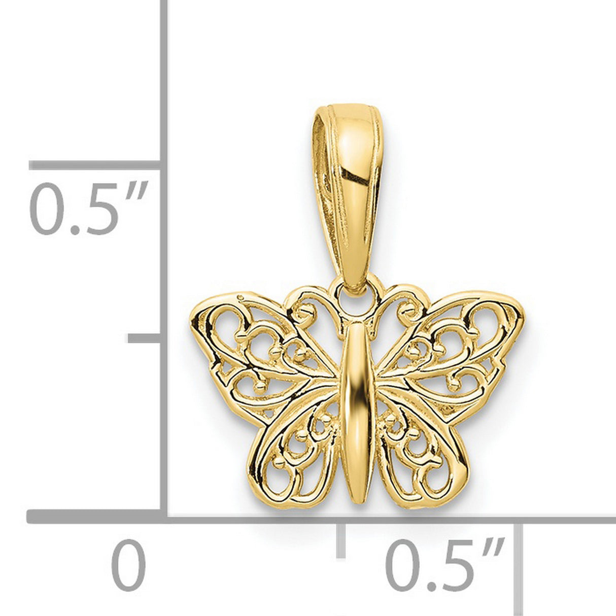 10k Yellow Gold Butterfly Pendant with Delicate Filigree Openwork Design