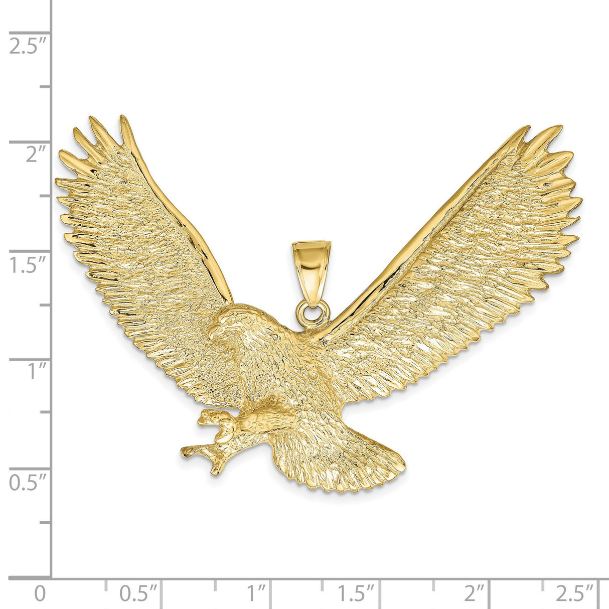 10k Yellow Gold Eagle Pendant, Detailed Flying Eagle Design, Patriotic Symbol for Men