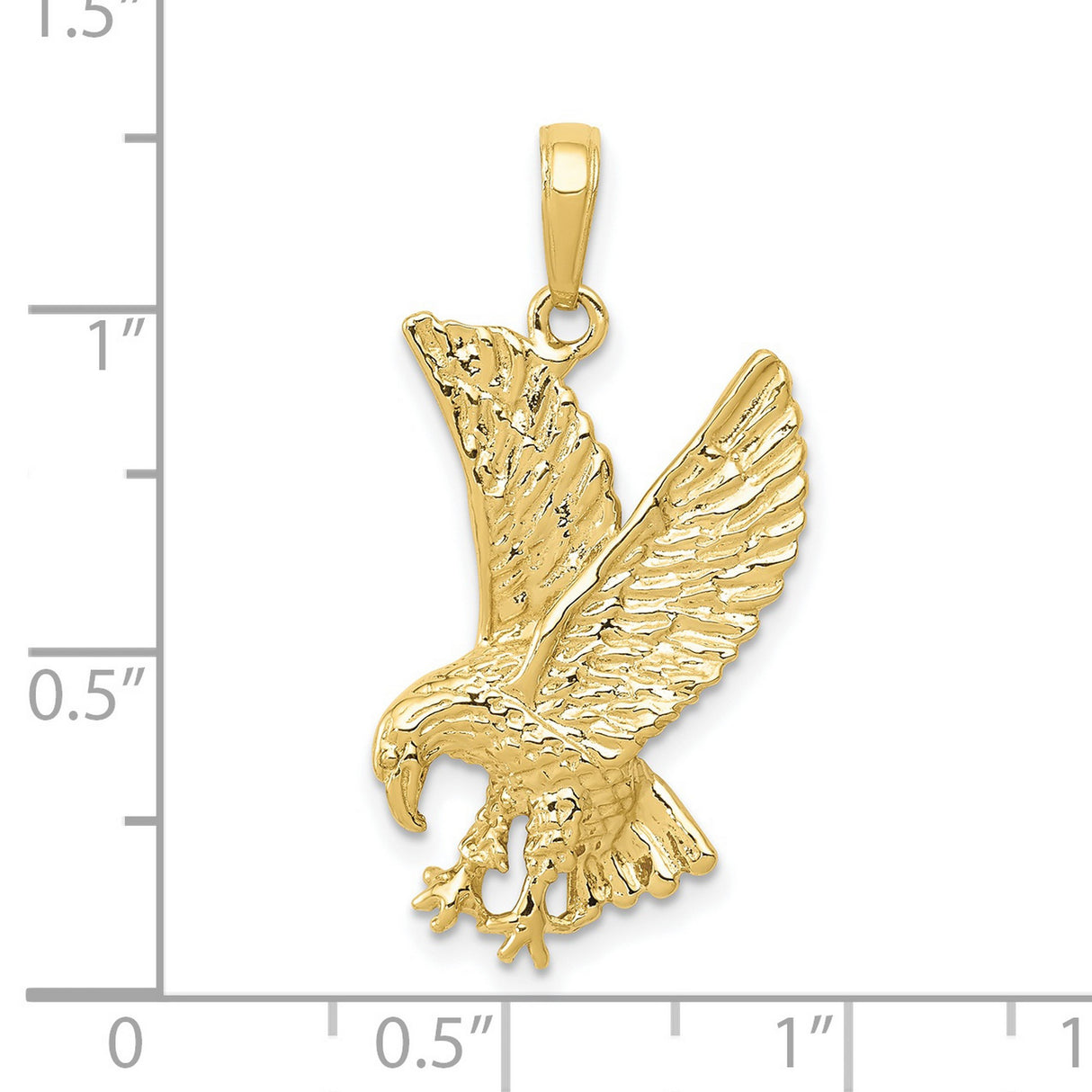 10k Yellow Gold Eagle Pendant with Outstretched Wings, Patriotic Soaring Bird Design for Men