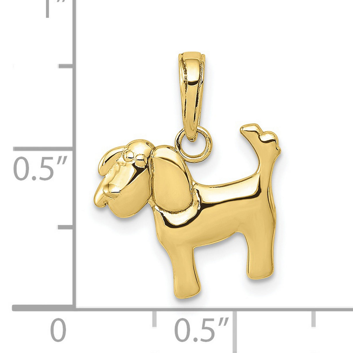 10k Yellow Gold Dog Pendant, Cartoon Puppy Charm Symbolizing Loyalty and Love