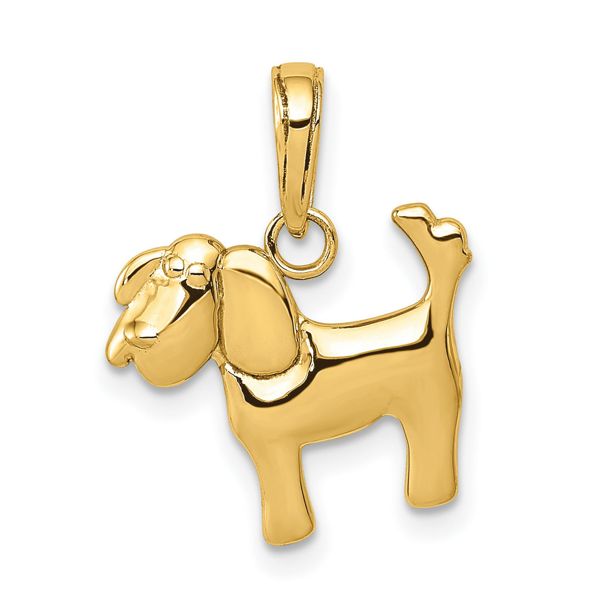 10k Yellow Gold Dog Pendant, Cartoon Puppy Charm Symbolizing Loyalty and Love