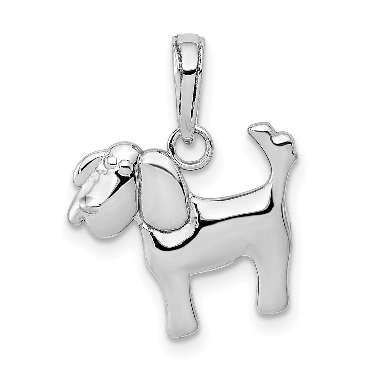10k White Gold Dog Pendant, Cartoon Beagle Charm, Animal Lover Jewelry for Women