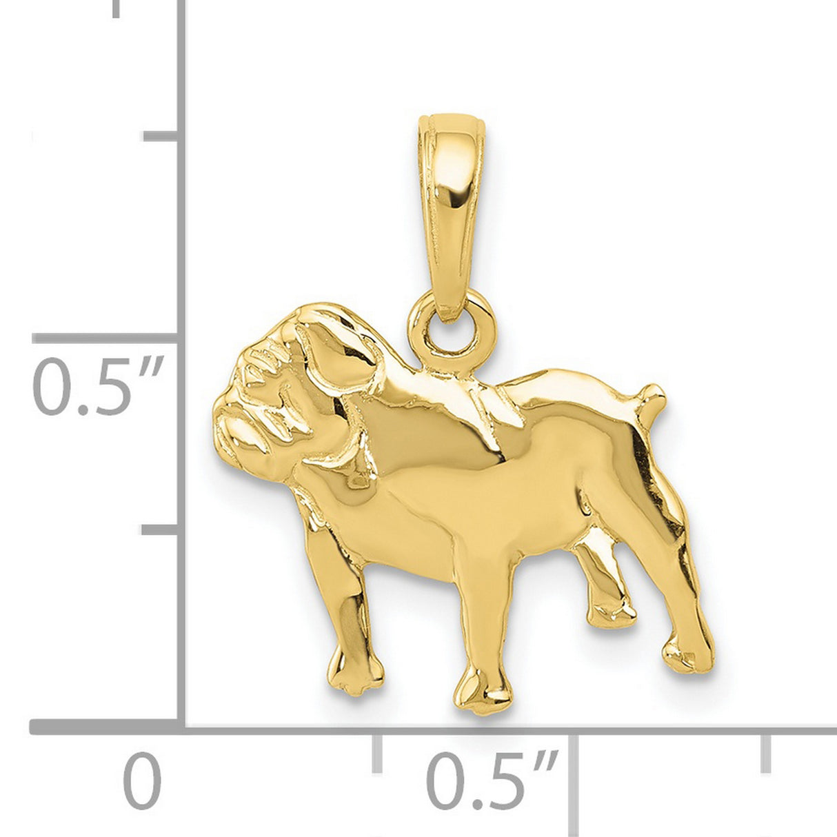 10k Yellow Gold Bulldog Pendant, Realistic Dog Charm Symbolizing Loyalty and Strength