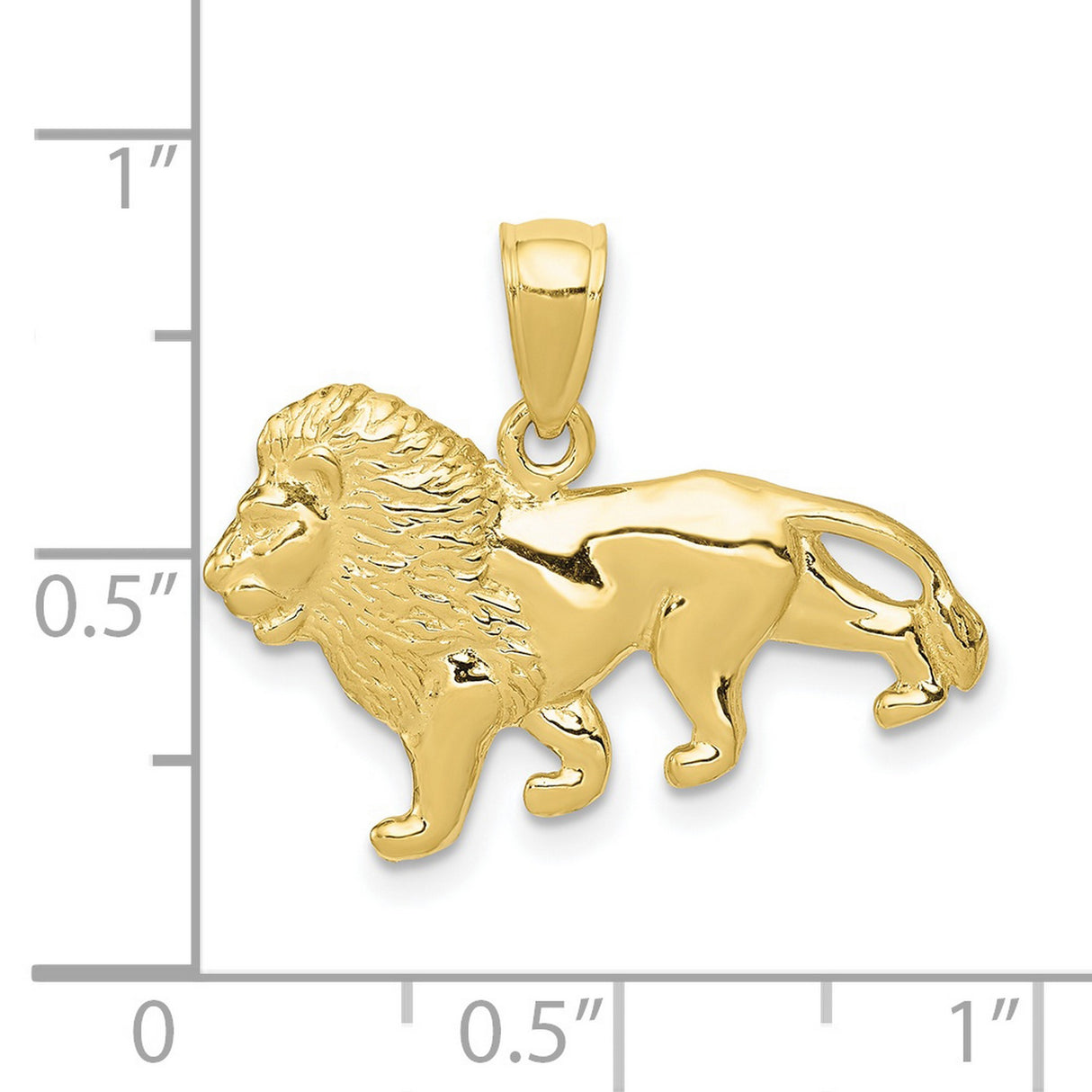 10k Yellow Gold Lion Pendant, Walking Lion Design, Leo Zodiac Symbol for Men