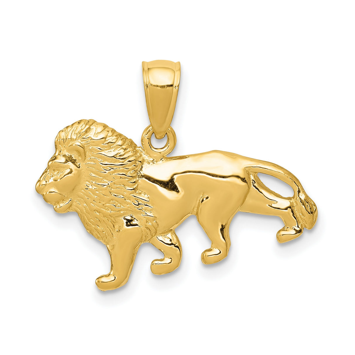 10k Yellow Gold Lion Pendant, Walking Lion Design, Leo Zodiac Symbol for Men