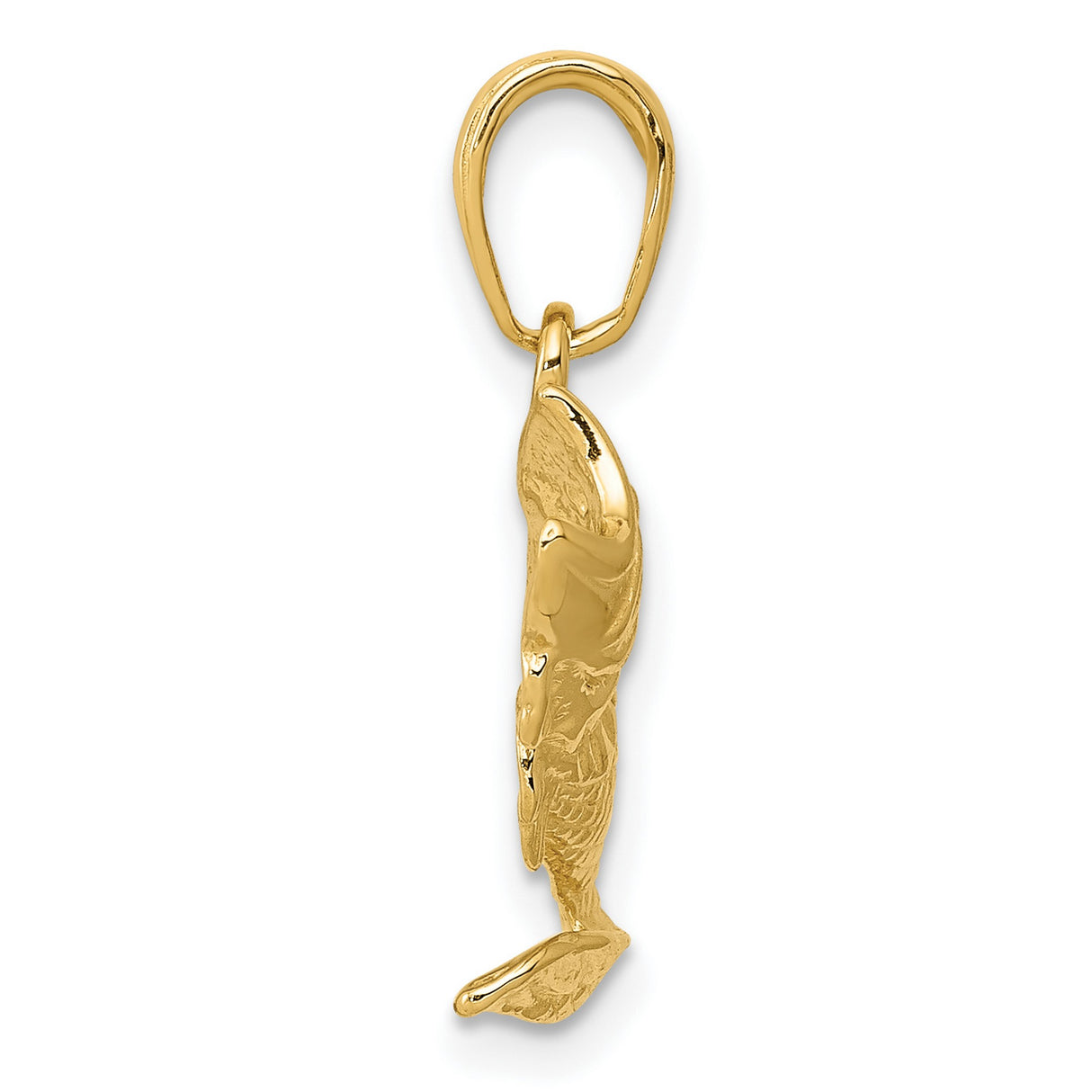 10k Yellow Gold Bass Fish Pendant with Fin and Scale Detail, Realistic Largemouth Design