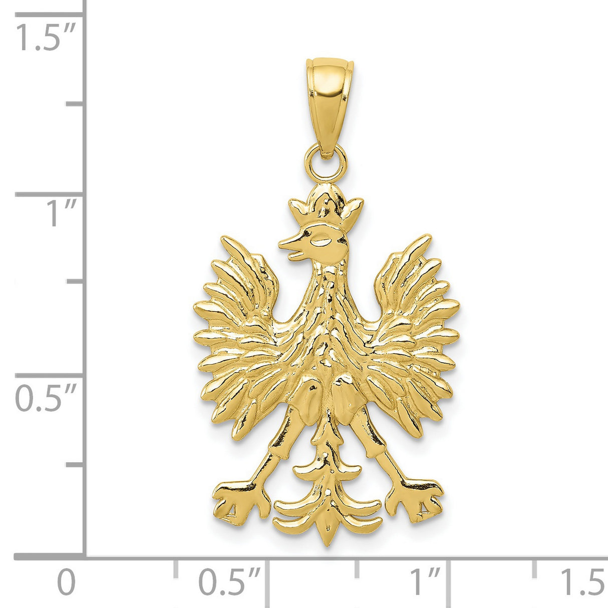 10k Yellow Gold Polish Eagle Pendant, Crowned National Emblem, Polish Heritage Jewelry