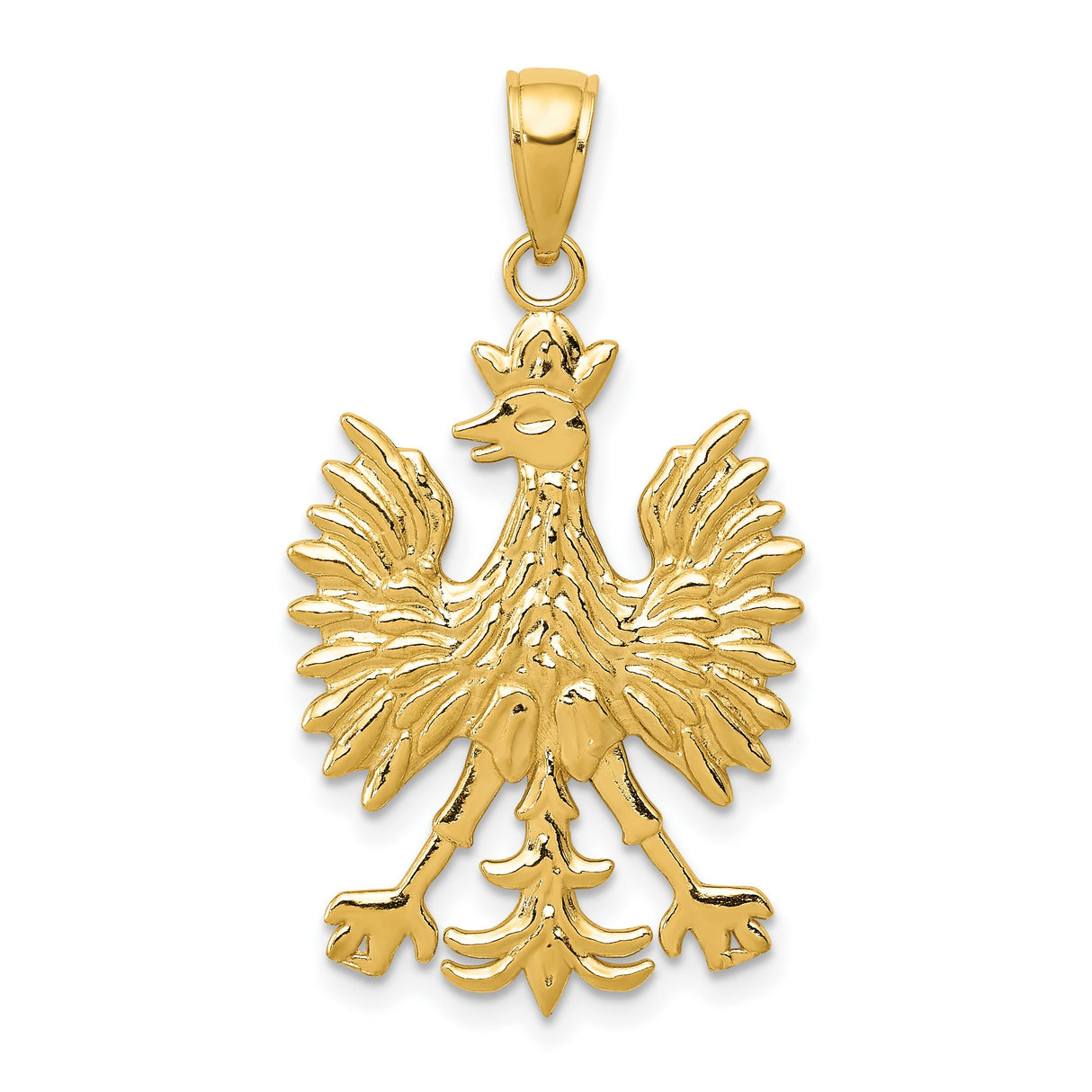 10k Yellow Gold Polish Eagle Pendant, Crowned National Emblem, Polish Heritage Jewelry