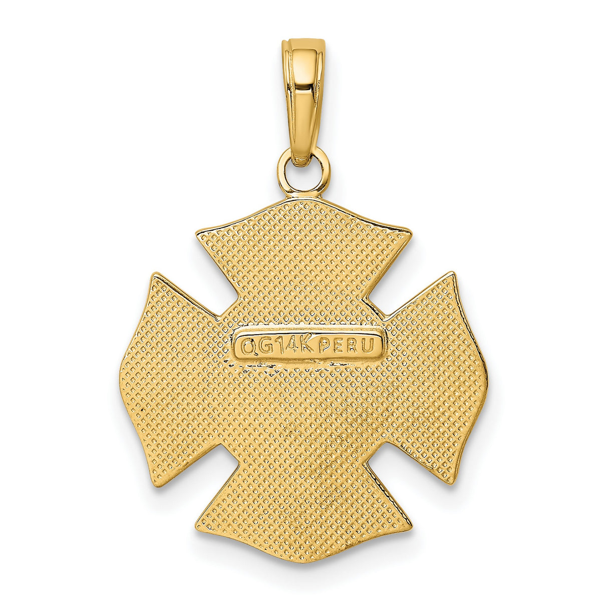 10k Yellow Gold Firefighter Pendant with Maltese Cross, FD Letters, and Fire Department Symbols