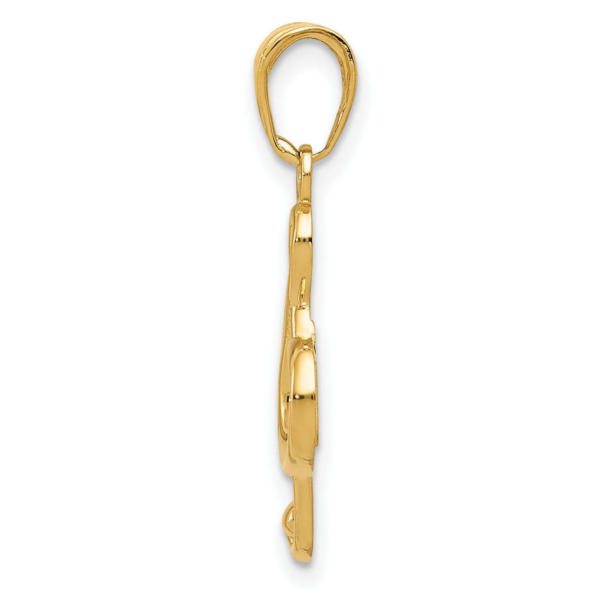 10k Yellow Gold Treble Clef Pendant, Polished Music Note Symbol, Artistic Minimalist Charm