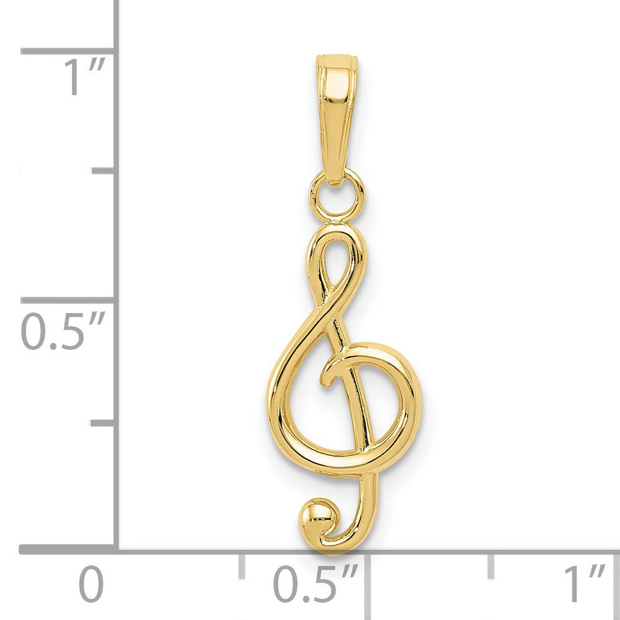 10k Yellow Gold Treble Clef Pendant, Polished Music Note Symbol, Artistic Minimalist Charm