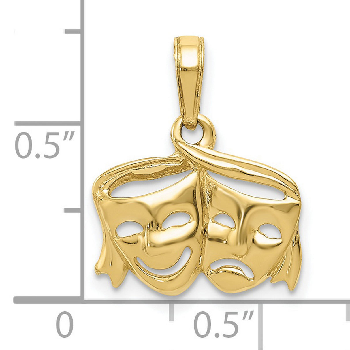 10k Yellow Gold Comedy Tragedy Theater Pendant, Drama Masks Charm for Men or Women